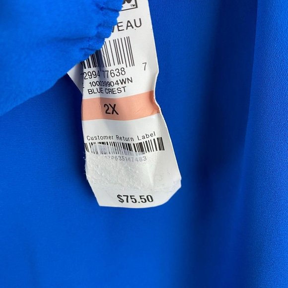 ALFANI Blue V - Neck Lace Detail Blouse NWT - Picture 6 of 8